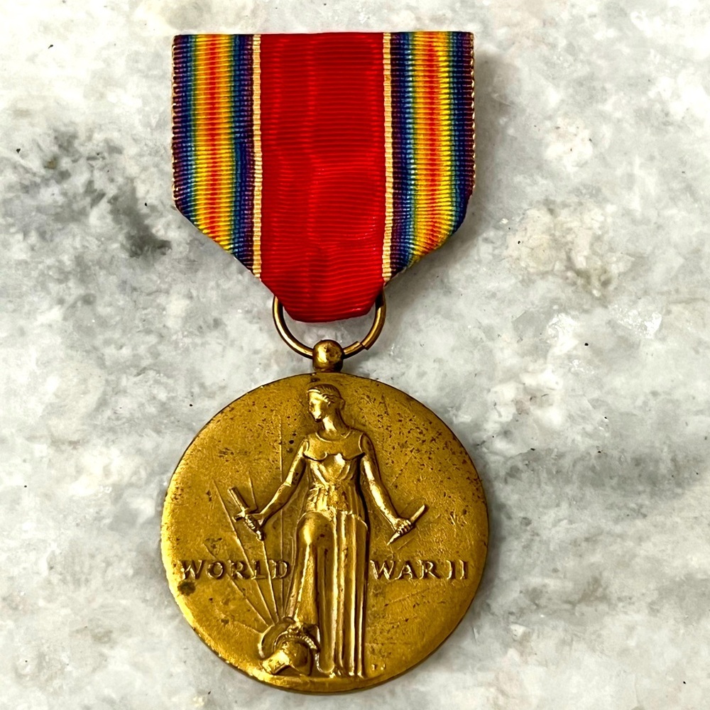 Vintage US WORLD WAR II Medal Campaign and Service Victory on Ribbon